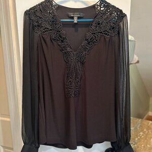 WHBM Black Embroidered Blouse Size M